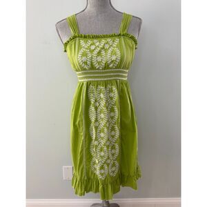 Vintage Y2k Speechless Lime Green Embroidered Cottagecore Sundress size 16